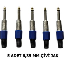 CHESTER 5 Adet 6.35 mm Mono Çivi Jak Seti - Altın Uçlu Profesyonel Gitar ve Amfi Konnektör