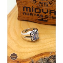 Midyat Nurtaş Gümüş Mistik Topaz Taşlı Kare Model 925 Ayar Gümüş Çocuk Yüzüğü 201025298