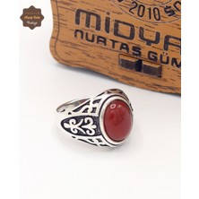 Midyat Nurtaş Gümüş Oval Akik Taşlı Sade Motifli 925 Ayar Gümüş Çocuk Yüzüğü 201025361