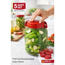 Binbirreyon 5 Adet Saplı Kavanoz Kapağı Turşu Bidonu Kapağı 100MM RA661