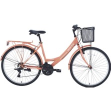 Bisan Lotus Kadın Şehir Bisikleti 44CM V 26 Jant 21 Vites Mercan Beyaz