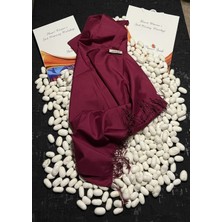 Kulplu Kadınlar Bordo Desenli Ipek Şal