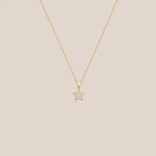 Altıntaş Minimal Taşlı Yıldız Altın Kolye