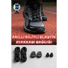 Onur Akıllı Kilitli Lastik Ayakkabı Bağcığı Elastik Bağcık 100 cm Siyah
