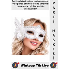 Wintoup #partimaskesi Luxery Estetik Kostüm Davet Yılbaşı Cosplay Balo Şık Tüylü Venedik Parti Maskesi