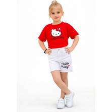 Bambam Kız Çocuk Hello Kitty Baskılı Kırmızı Tişört  Ve  Şort Takım 26022