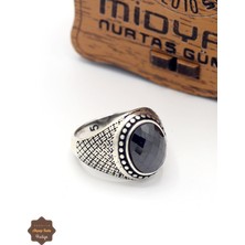 Midyat Nurtaş Gümüş Siyah Zirkon Taşlı Oval Örgü Model 925 Ayar Gümüş Çocuk Yüzüğü 201025394