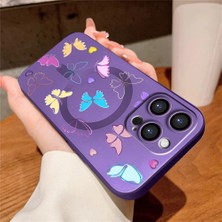 Ucuc iPhone 15 Pro Max Uyumlu Metalik Dokulu Kamera Koruma Anti-Darbe Manyetik Silikon Kılıf