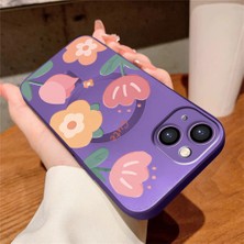 Ucuc iPhone 15 Uyumlu Metalik Dokulu Kamera Koruma Anti-Darbe Manyetik Silikon Kılıf