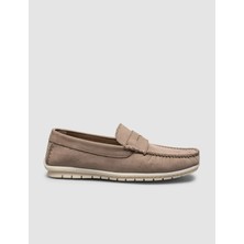 Cabani  %100 Hakiki Deri Bej Süet Erkek Loafer