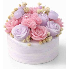 Bead El Yapımı Mum Çiçek Buketi Large – Dekoratif Kokulu Tasarım Mum – Lila & Pembe Gül Hediyelik Mum