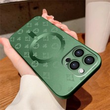 Ucuc iPhone 15 Pro Uyumlu Metalik Dokulu Kamera Koruma Anti-Darbe Manyetik Silikon Kılıf