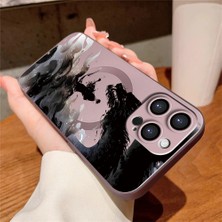 Ucuc iPhone 14 Pro Uyumlu Metalik Dokulu Kamera Koruma Anti-Darbe Manyetik Silikon Kılıf