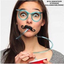 İntora Pipetli Parti Gözlüğü - Çocuk Yetişkin Bıyıklı Pipet Gözlük Renk 18X14 cm