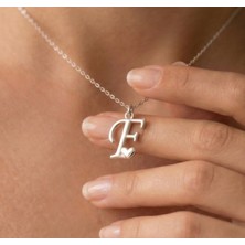 Ashak Accessories Kadın 925 Ayar Gümüş Zincirli F Harfi Kalpli Baş Harfli Kalp Harf Alfabe Isim Kolye