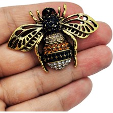 BB Bi Butik Shop Golden Bee Kristal Taşlı Zarif Arı Broş