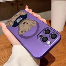 Ucuc iPhone 14 Pro Uyumlu Metalik Dokulu Kamera Koruma Anti-Darbe Manyetik Silikon Kılıf