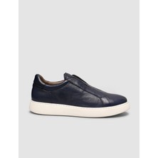 Cabani Seratas Lacivert Hakiki Deri Slip-On Sneaker Ayakkabı