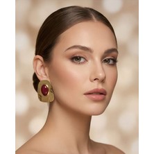 Uretti - Nerman 4053 2024 Gold Kırmızı Vintage Büyük Küpe