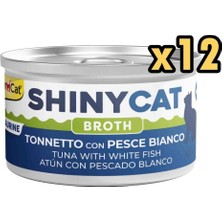 Gimcat Shinycat Broth Ton Balıklı ve Beyaz Balıklı Kedi Konservesi 70 gr x 12 Adet
