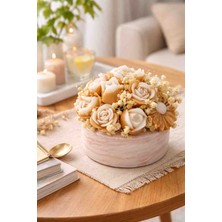 Bead Dekoratif Mum Gül Aranjmanı Large – El Yapımı Çiçek Tasarım, Masa & Ev Dekoru, Özel Gün Hediyesi