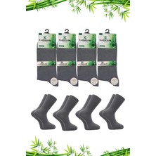 Kardeşler Çorap Erkek Bambu Soket Uzun Düz Gri Çorap Dikişsiz 4'lü Paket