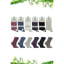Kardeşler Çorap Kadın Bambu Soket Asorti Çok Renkli Çorap Dikişsiz 6'lı Paket