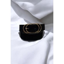 Nish&Chic Gold Düğmeli Süet Kemer