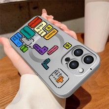 Ucuc iPhone 15 Pro Uyumlu Metalik Dokulu Kamera Koruma Anti-Darbe Manyetik Silikon Kılıf