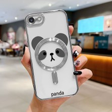 HONTINGA iPhone 8 ile Uyumlu Şeffaf Magsafe Wireless Kılıfı Düşüme Önleyici Basitlik Anti Düşme Kamera Korumali Panda Desen Yumuşak Silikon Telefon Kılıfı Kadın ve Erkek Için Uygundur K7-2108