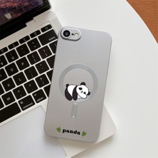 HONTINGA iPhone 8 ile Uyumlu Kılıfı Şeffaf Magsafe Wireless Düşüme Önleyici Basitlik Anti Düşme Kamera Korumali Panda Desen Silikon Telefon Kılıfı Kadın ve Erkek Için Uygundur K7-1092