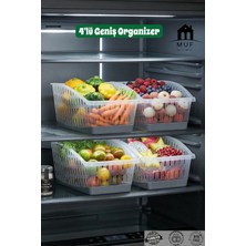 Muf Home Qlux Ideas 4'lü Çok Amaçlı Şeffaf Düzenleyici Sepet Seti Buzdolabı Dolap Içi Banyo ve Kiler Organizeri