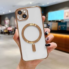 Ucuc iPhone 14 Plus Uyumlu Şeffaf Arka Yüzeyli Manyetik Darbeye Dayanıklı Silikon Kılıf