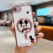 HONTINGA iPhone 8 ile Uyumlu Şeffaf Magsafe Wireless Kılıfı Düşüme Önleyici Basitlik Anti Düşme Kamera Korumali Mickey Desen Yumuşak Silikon Telefon Kılıfı Kadın ve Erkek Için Uygundur K7-2110
