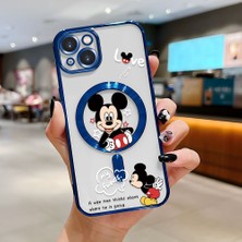 HONTINGA iPhone 13 ile Uyumlu Şeffaf Magsafe Wireless Kılıfı Düşüme Önleyici Basitlik Anti Düşme Kamera Korumali Mickey Desen Yumuşak Silikon Telefon Kılıfı Kadın ve Erkek Için Uygundur K7-2110