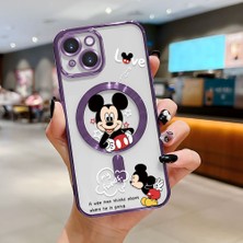 HONTINGA iPhone 15 ile Uyumlu Şeffaf Magsafe Wireless Kılıfı Düşüme Önleyici Basitlik Anti Düşme Kamera Korumali Mickey Desen Yumuşak Silikon Telefon Kılıfı Kadın ve Erkek Için Uygundur K7-2110