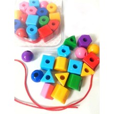 Feyza Design 35 Parça Ipe Boncuk Dizme Geometrik Şekiller Renkli Eğitici Oyuncak