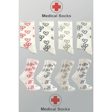 Kardeşler Çorap Kadın Diyabetik Lastiksiz Şeker Çorabı Sıkmayan Pamuklu Soket Çorap Renkli 4'lü Paket