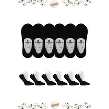 Kardeşler Çorap Kadın Pamuklu Dikişsiz Görünmez Kaydırmaz Topuk Silikonlu Babet Çorap Siyah 6'lı Paket