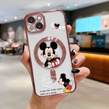 HONTINGA iPhone 13 ile Uyumlu Şeffaf Magsafe Wireless Kılıfı Düşüme Önleyici Basitlik Anti Düşme Kamera Korumali Mickey Desen Yumuşak Silikon Telefon Kılıfı Kadın ve Erkek Için Uygundur K7-2110