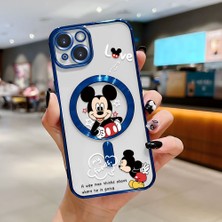 HONTINGA iPhone 14 ile Uyumlu Şeffaf Magsafe Wireless Kılıfı Düşüme Önleyici Basitlik Anti Düşme Kamera Korumali Mickey Desen Yumuşak Silikon Telefon Kılıfı Kadın ve Erkek Için Uygundur K7-2110