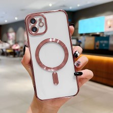 Ucuc iPhone 12 Uyumlu Şeffaf Arka Yüzeyli Manyetik Darbeye Dayanıklı Silikon Kılıf
