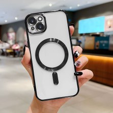 Ucuc iPhone 15 Plus Uyumlu Şeffaf Arka Yüzeyli Manyetik Darbeye Dayanıklı Silikon Kılıf