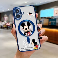 HONTINGA iPhone 16 ile Uyumlu Şeffaf Magsafe Wireless Kılıfı Düşüme Önleyici Basitlik Anti Düşme Kamera Korumali Mickey Desen Yumuşak Silikon Telefon Kılıfı Kadın ve Erkek Için Uygundur K7-2110
