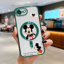 HONTINGA iPhone 16E ile Uyumlu Şeffaf Magsafe Wireless Kılıfı Düşüme Önleyici Basitlik Anti Düşme Kamera Korumali Mickey Desen Yumuşak Silikon Telefon Kılıfı Kadın ve Erkek Için Uygundur K7-2110