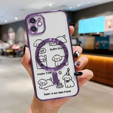 HONTINGA iPhone 11 ile Uyumlu Şeffaf Magsafe Wireless Kılıfı Düşüme Önleyici Basitlik Anti Düşme Kamera Korumali Köpek Desen Yumuşak Silikon Telefon Kılıfı Kadın ve Erkek Için Uygundur K7-2095