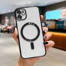 Ucuc iPhone 11 Uyumlu Şeffaf Arka Yüzeyli Manyetik Darbeye Dayanıklı Silikon Kılıf