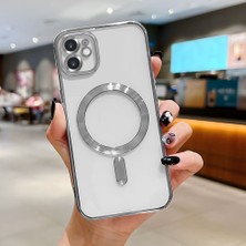 Ucuc iPhone 11 Uyumlu Şeffaf Arka Yüzeyli Manyetik Darbeye Dayanıklı Silikon Kılıf