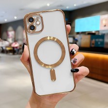 Ucuc iPhone 11 Uyumlu Şeffaf Arka Yüzeyli Manyetik Darbeye Dayanıklı Silikon Kılıf
