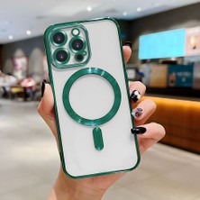 Ucuc iPhone 14 Pro Max Uyumlu Şeffaf Arka Yüzeyli Manyetik Darbeye Dayanıklı Silikon Kılıf